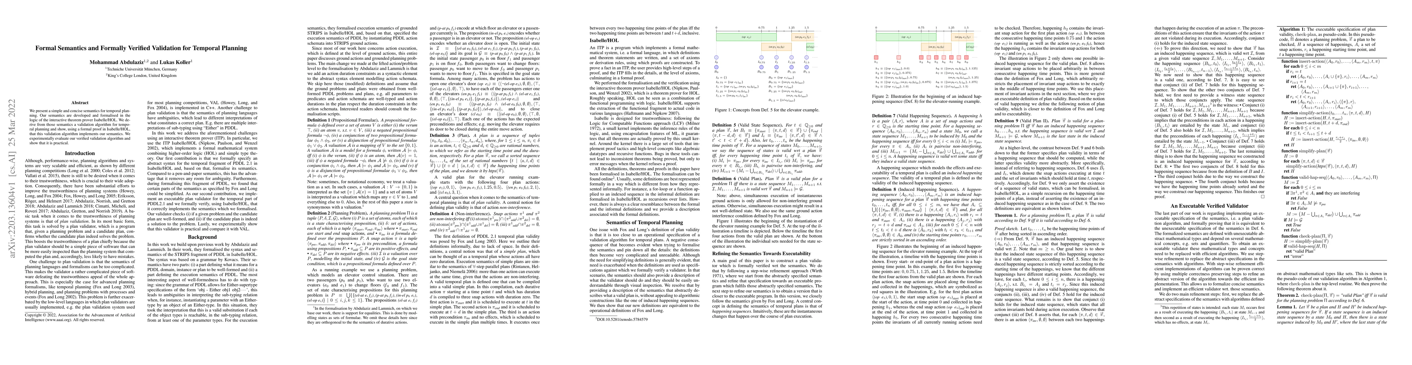 Thumbnail for Formal Semantics and Formally Verified Validation for Temporal Planning