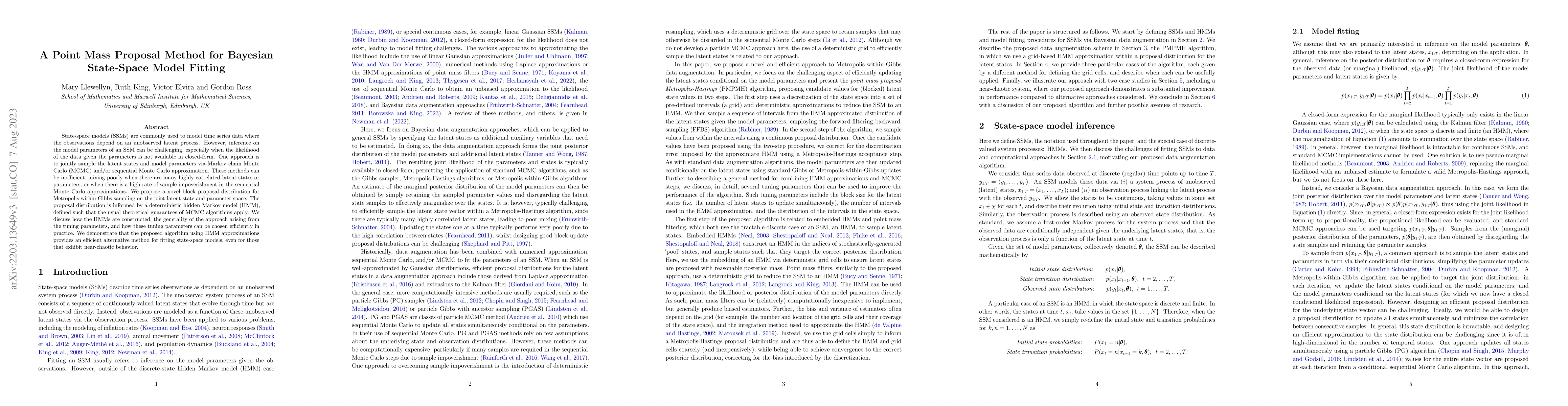 Thumbnail for A Point Mass Proposal Method for Bayesian State-Space Model Fitting