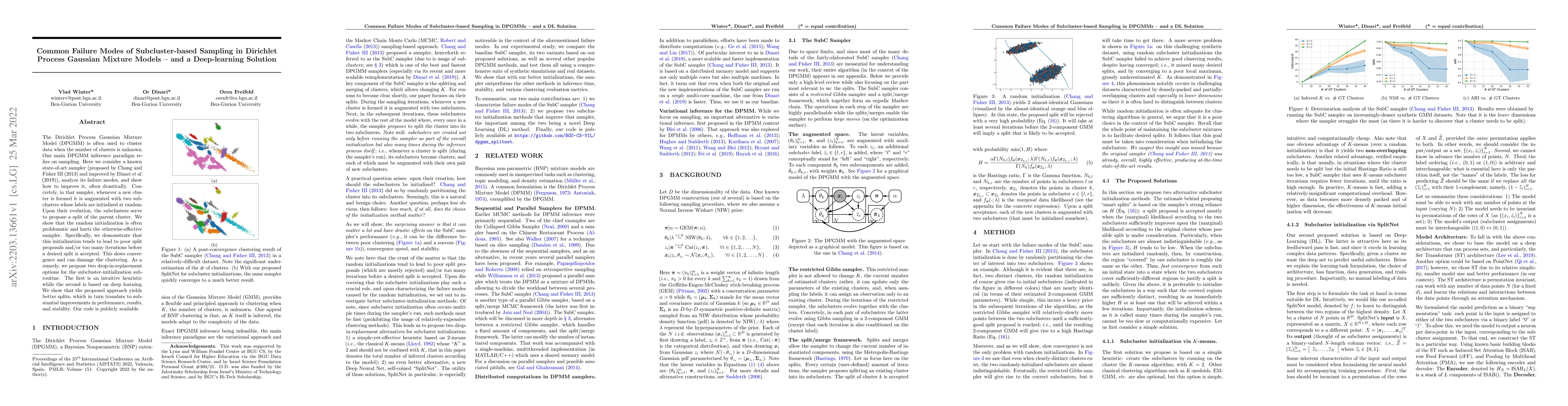 Thumbnail for Common Failure Modes of Subcluster-based Sampling in Dirichlet Process
  Gaussian Mixture Models -- and a Deep-learning Solution