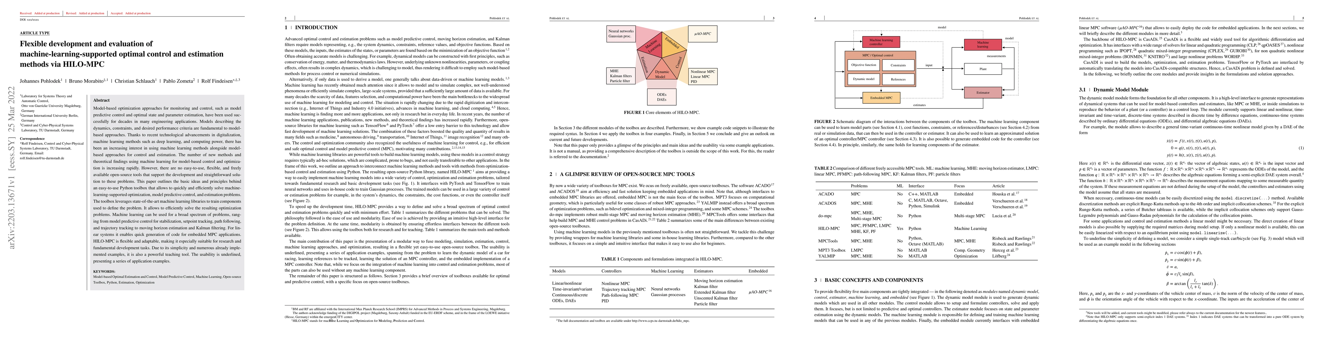 Thumbnail for Flexible development and evaluation of machine-learning-supported
  optimal control and estimation methods via HILO-MPC