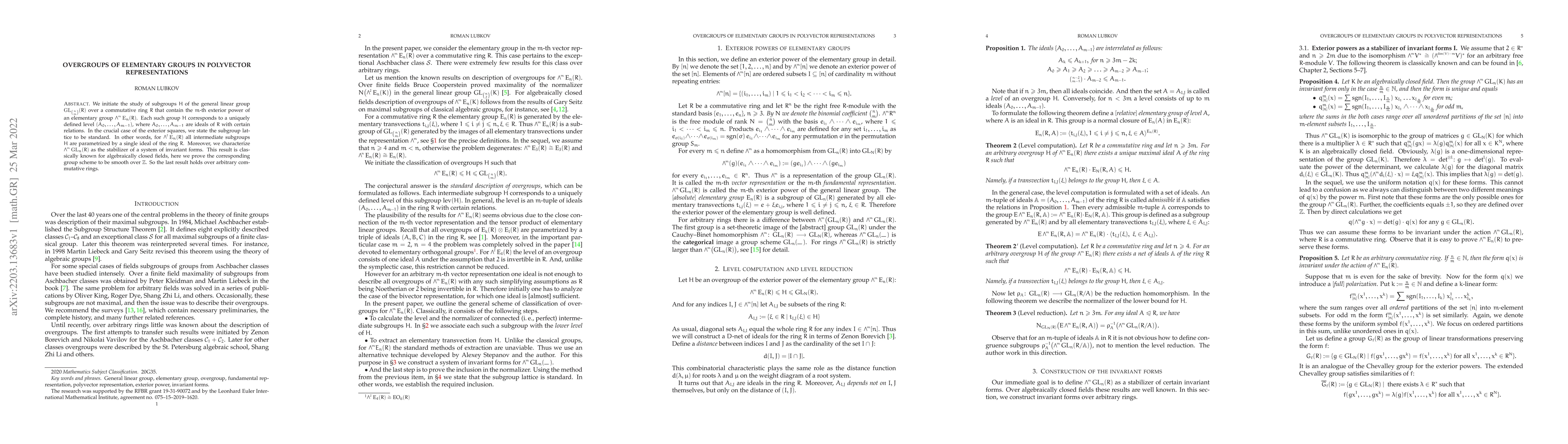 Thumbnail for Overgroups of elementary groups in polyvector representations