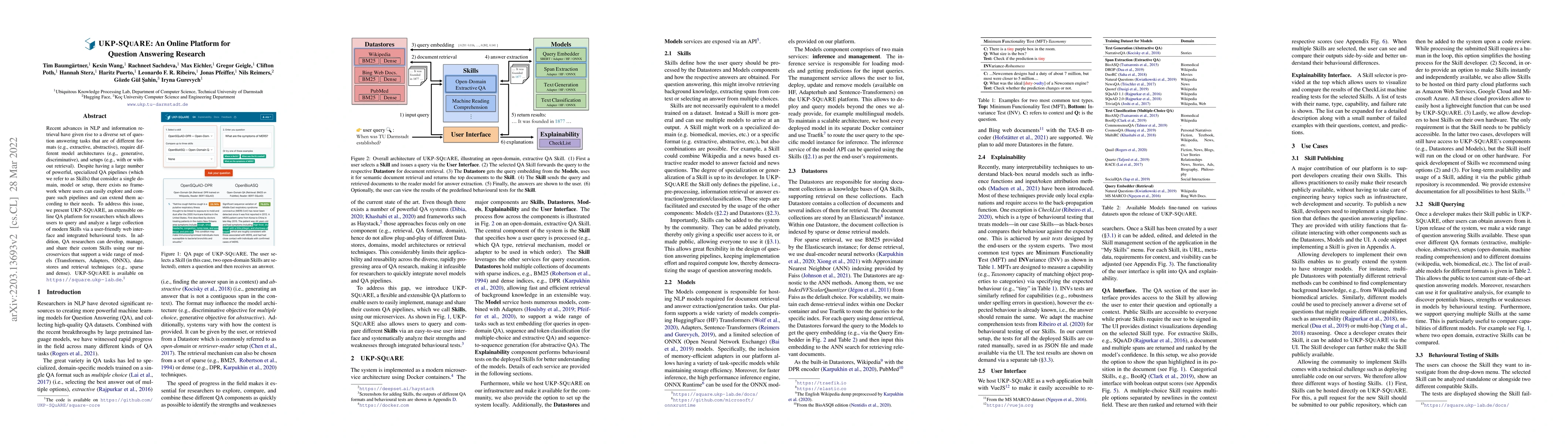 Thumbnail for UKP-SQUARE: An Online Platform for Question Answering Research
