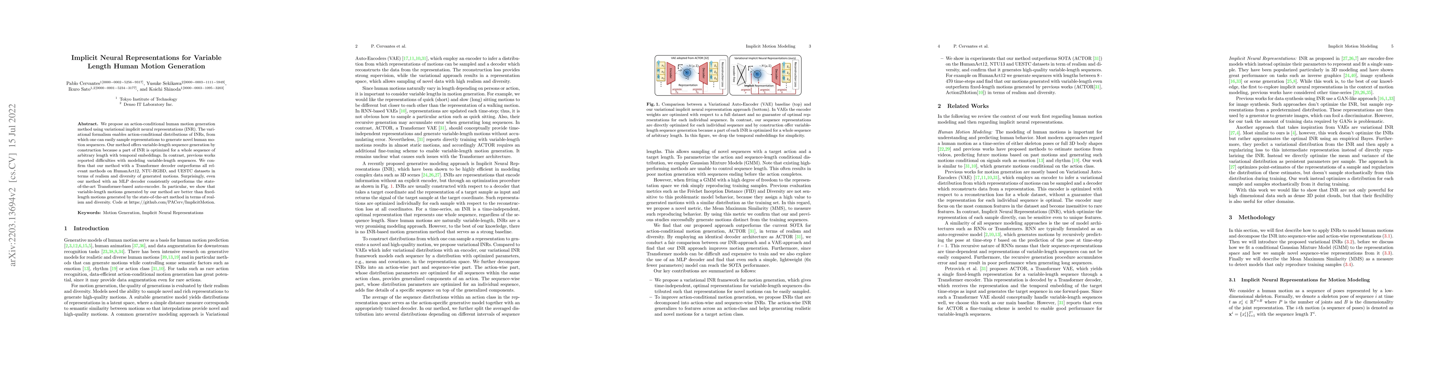 Thumbnail for Implicit Neural Representations for Variable Length Human Motion
  Generation