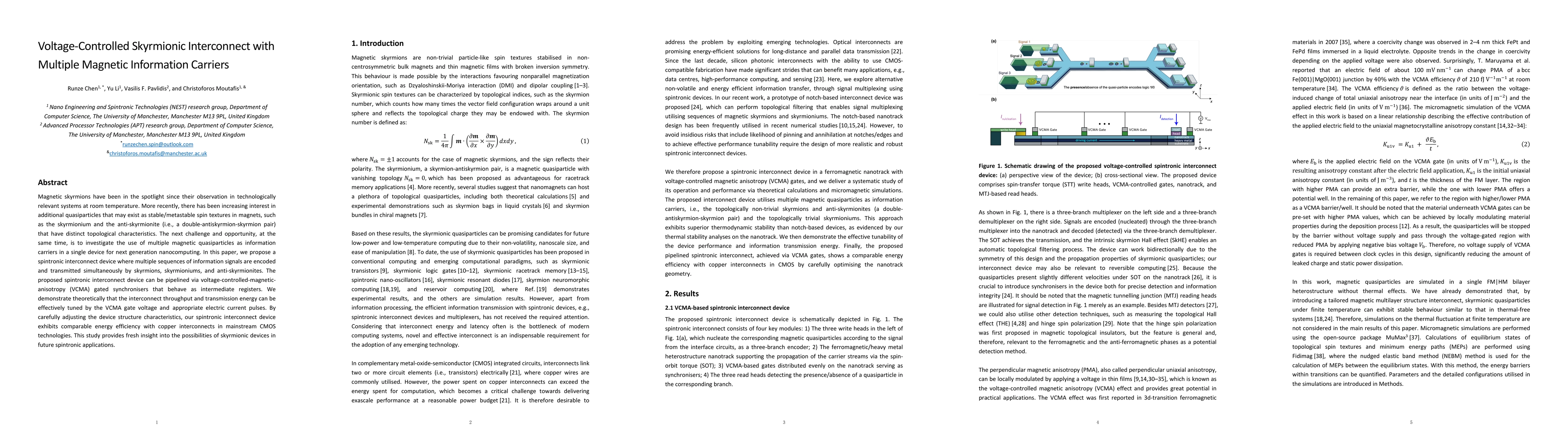 Thumbnail for Voltage-Controlled Skyrmionic Interconnect with Multiple Magnetic
  Information Carriers