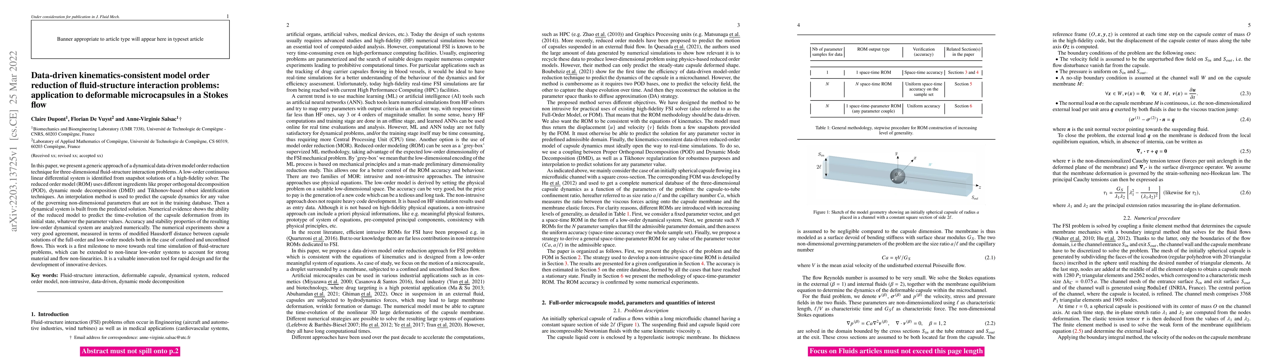 Thumbnail for Data-driven kinematics-consistent model order reduction of
  fluid-structure interaction problems: application to deformable microcapsules
  in a Stokes flow