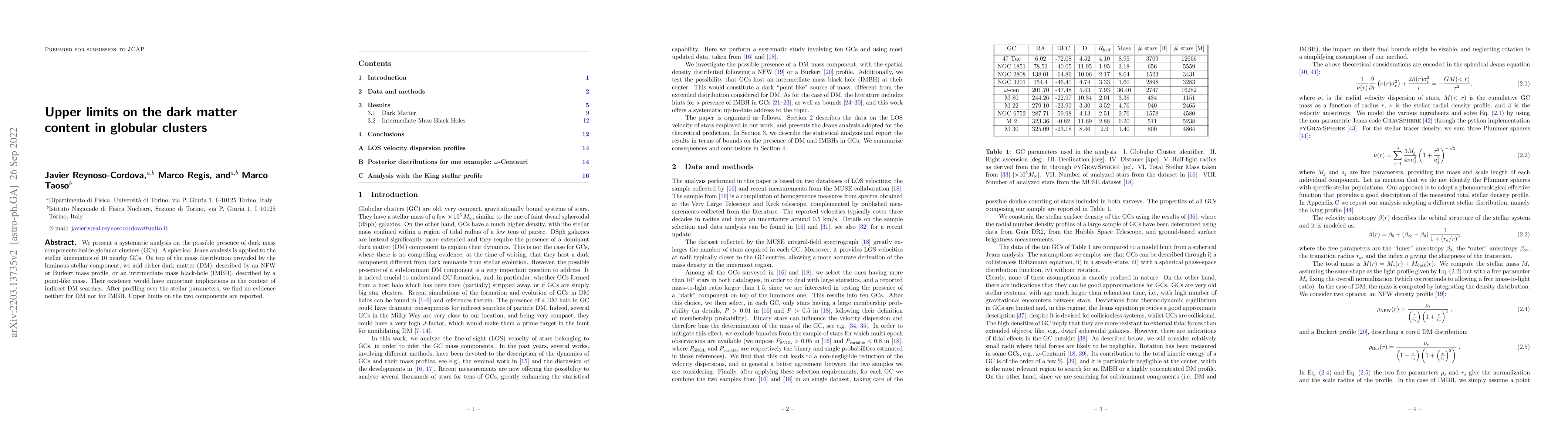 Thumbnail for Upper limits on the dark matter content in globular clusters