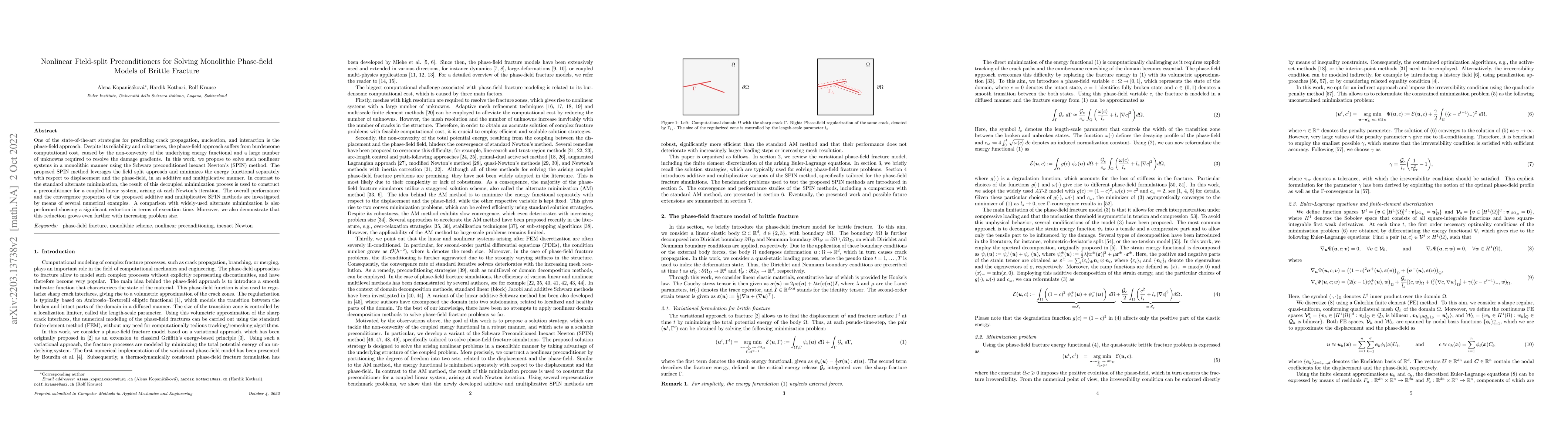 Thumbnail for Nonlinear Field-split Preconditioners for Solving Monolithic Phase-field
  Models of Brittle Fracture