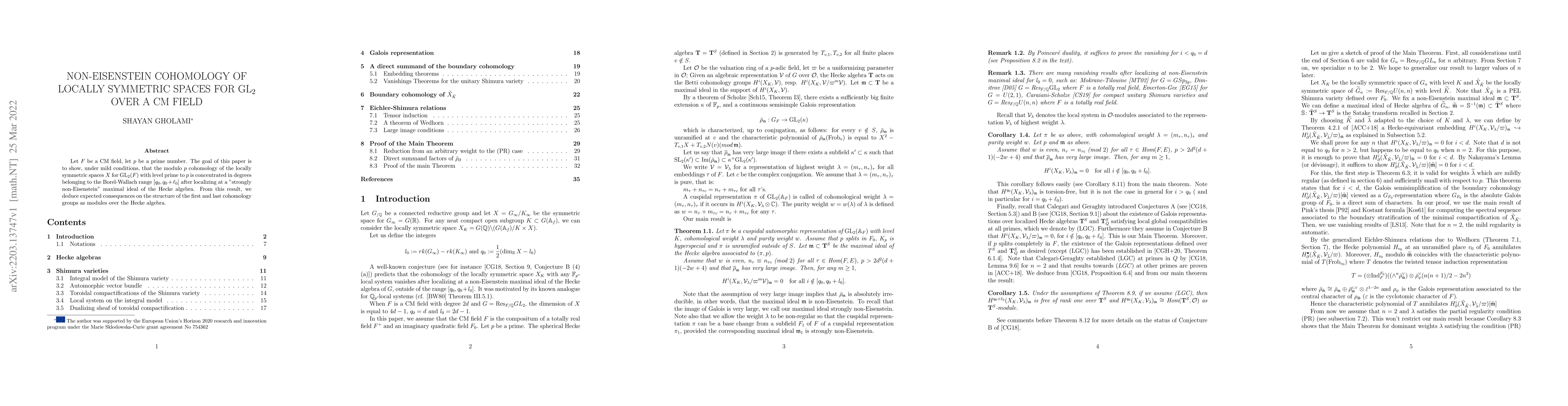 Thumbnail for Non-Eisenstein cohomology of locally symmetric spaces for $GL_2$ over a
  CM field
