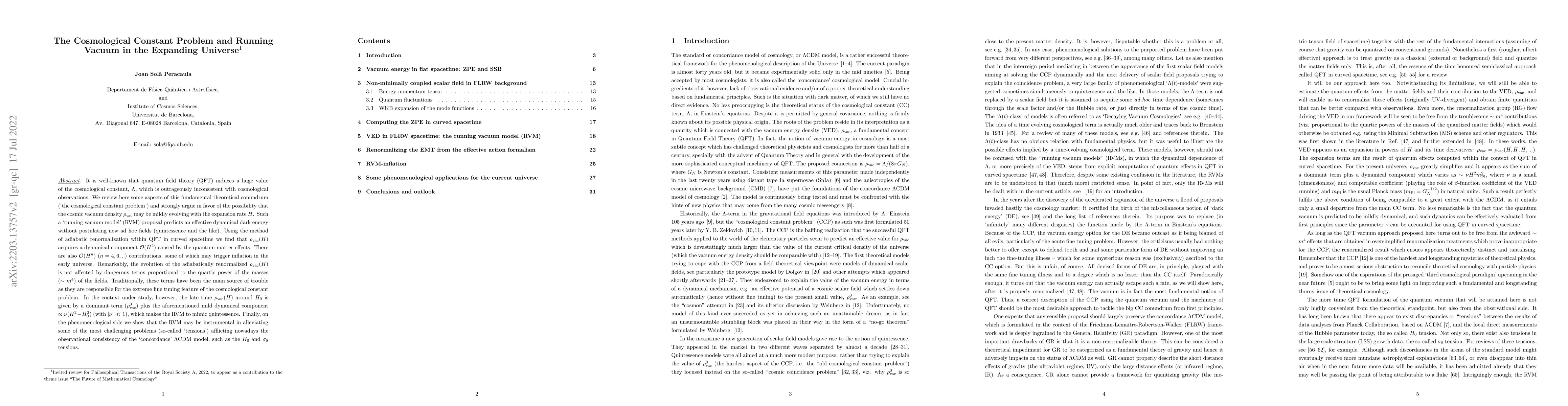 Thumbnail for The Cosmological Constant Problem and Running Vacuum in the Expanding
  Universe