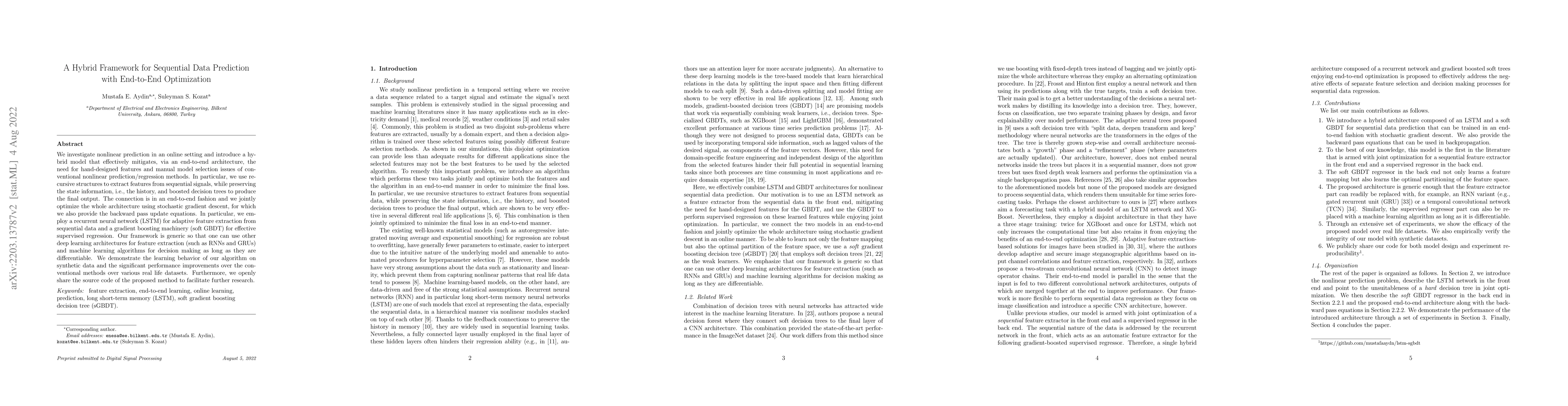 Thumbnail for A Hybrid Framework for Sequential Data Prediction with End-to-End
  Optimization