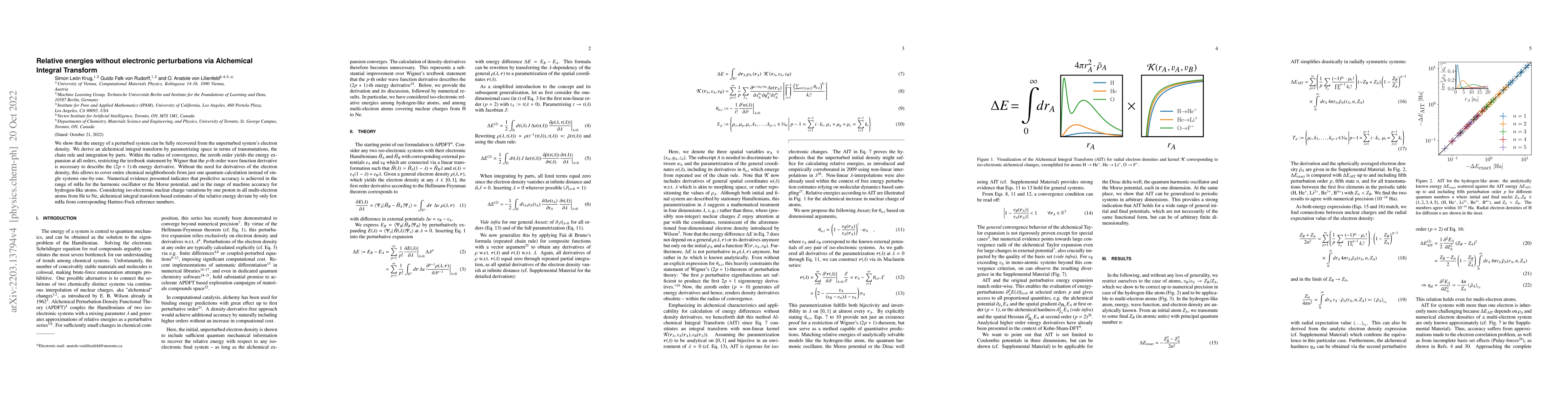 Thumbnail for Relative energies without electronic perturbations via Alchemical
  Integral Transform