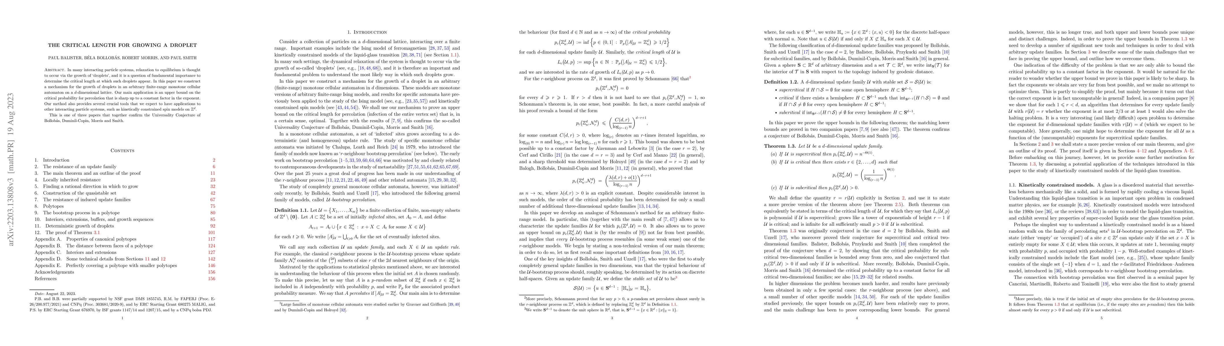 Thumbnail for The critical length for growing a droplet