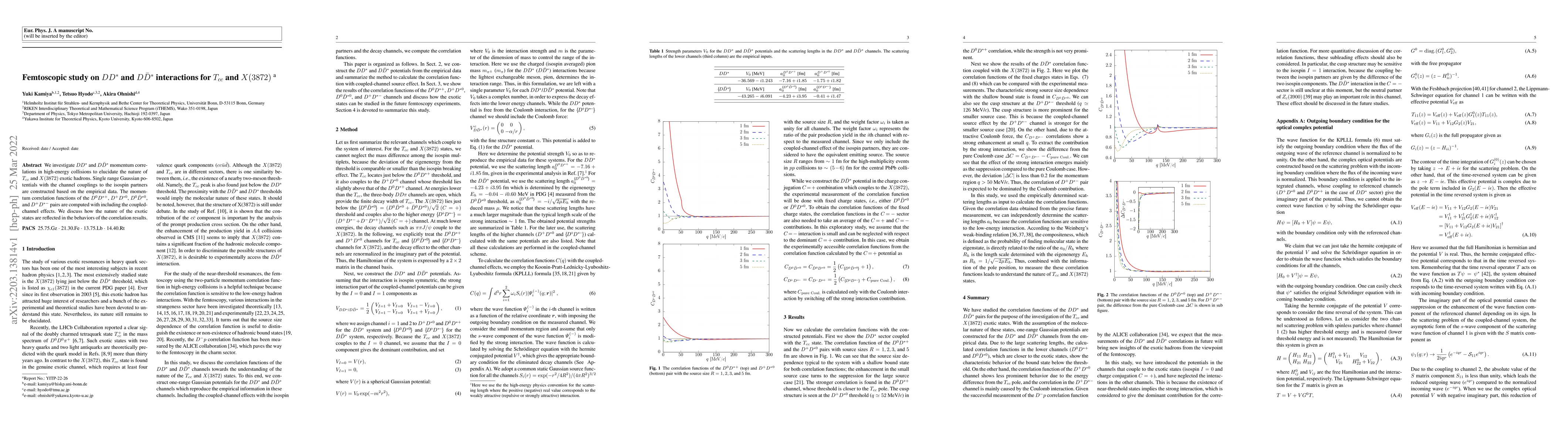 Thumbnail for Femtoscopic study on $DD^*$ and $D\bar{D}^*$ interactions for $T_{cc}$
  and $X(3872)$