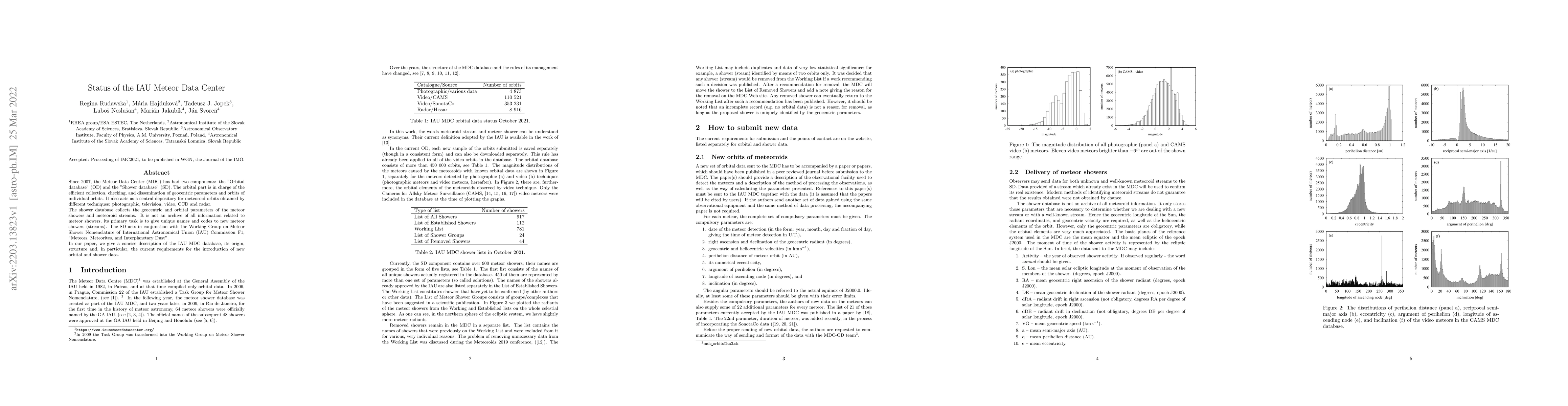 Thumbnail for Status of the IAU Meteor Data Center