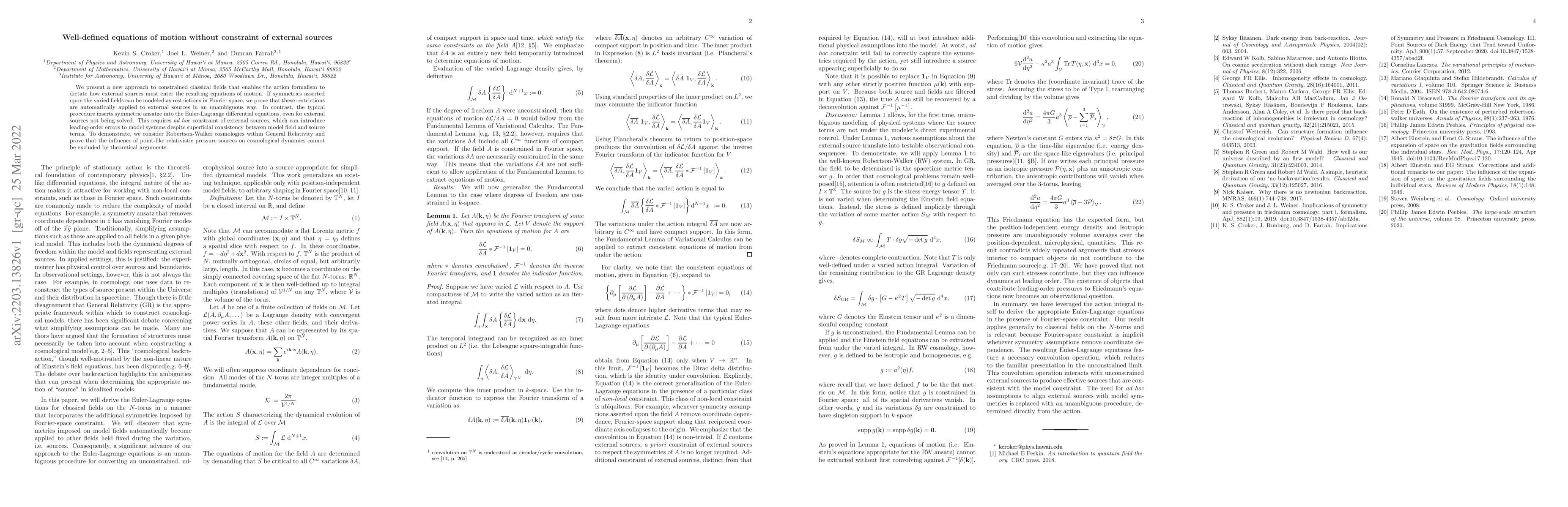Thumbnail for Well-defined equations of motion without constraint of external sources