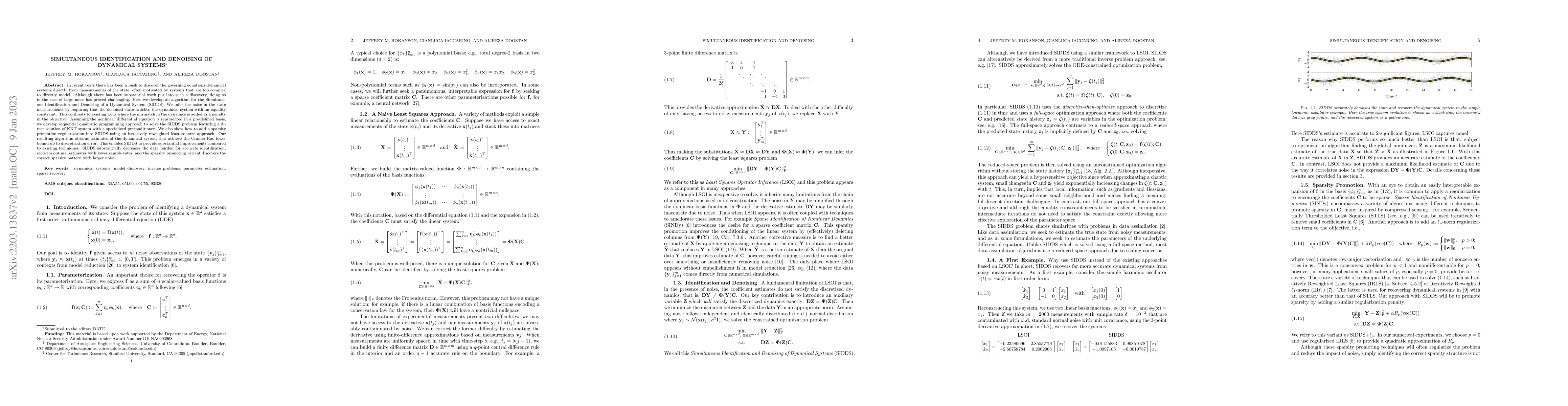 Thumbnail for Simultaneous Identification and Denoising of Dynamical Systems