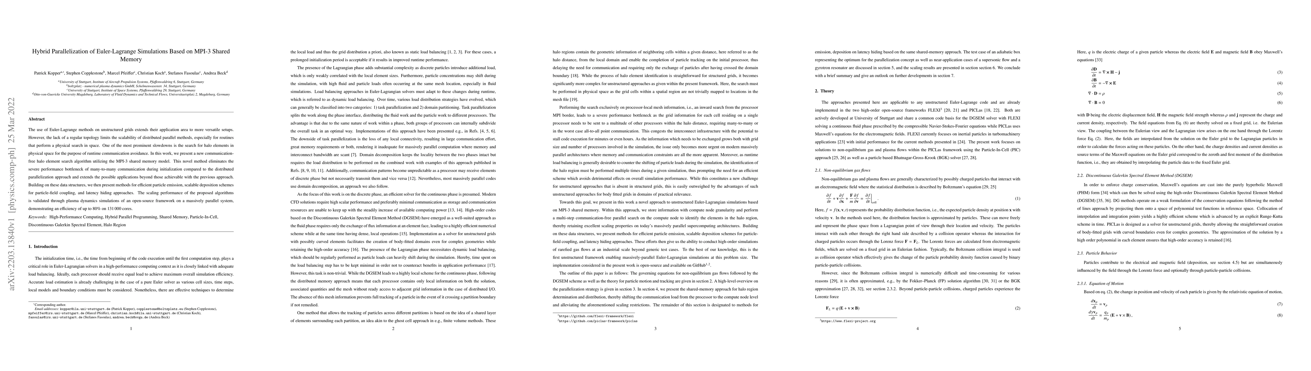 Thumbnail for Hybrid Parallelization of Euler-Lagrange Simulations Based on MPI-3
  Shared Memory