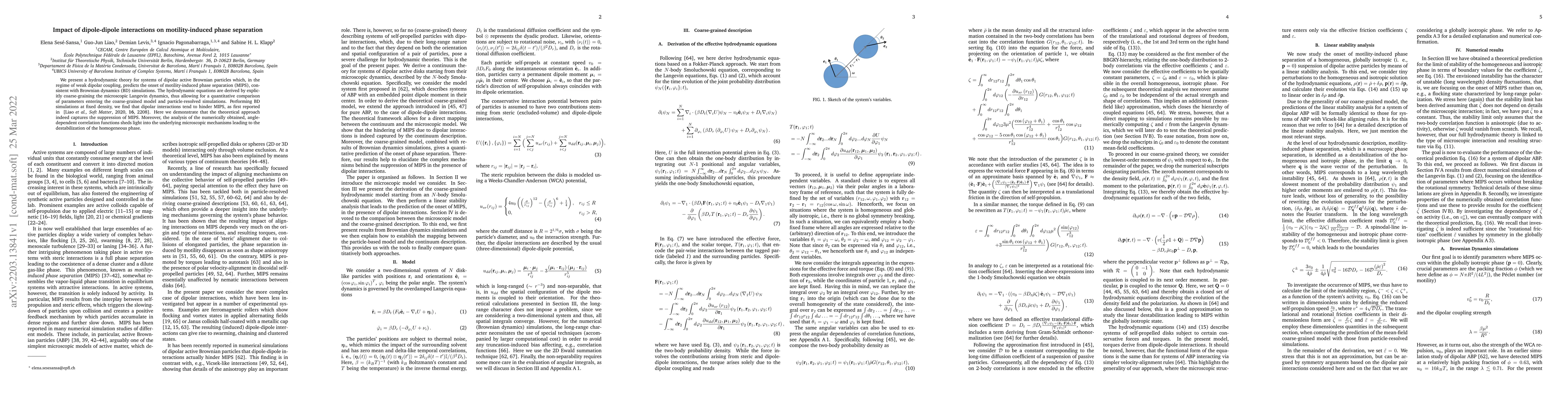 Thumbnail for Impact of dipole-dipole interactions on motility-induced phase
  separation