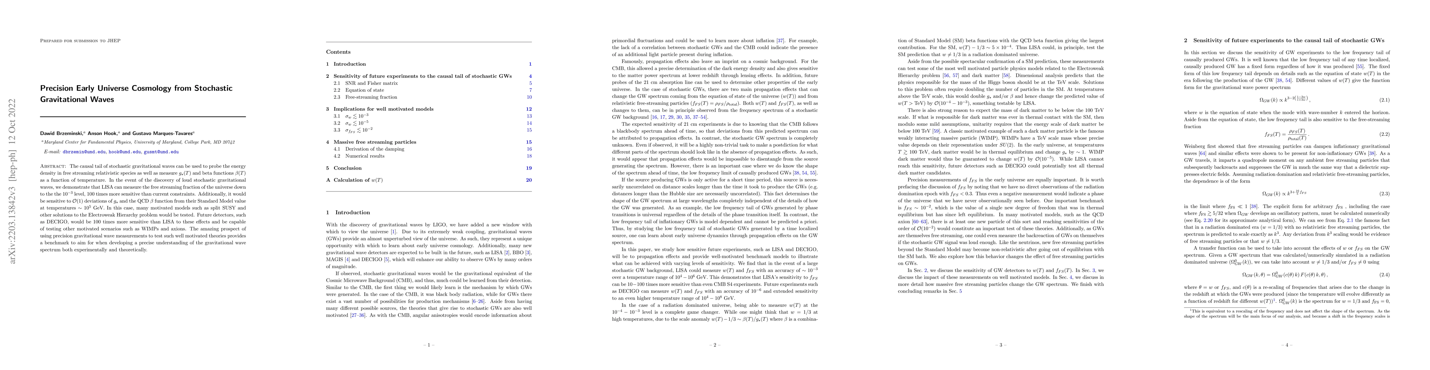 Thumbnail for Precision Early Universe Cosmology from Stochastic Gravitational Waves