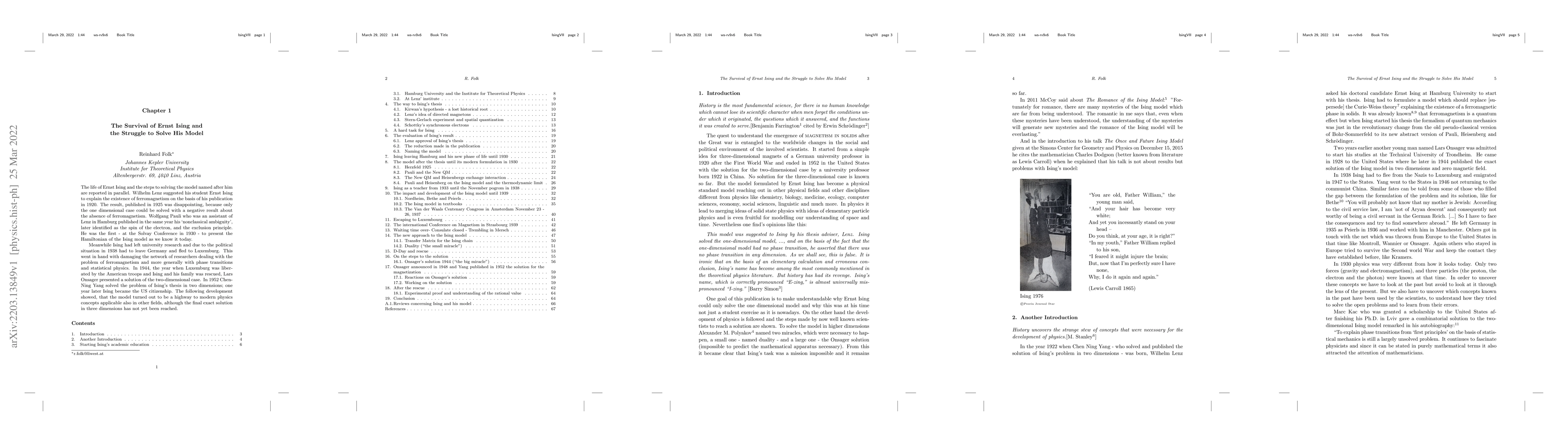Thumbnail for The Survival of Ernst Ising and the Struggle to Solve His Model