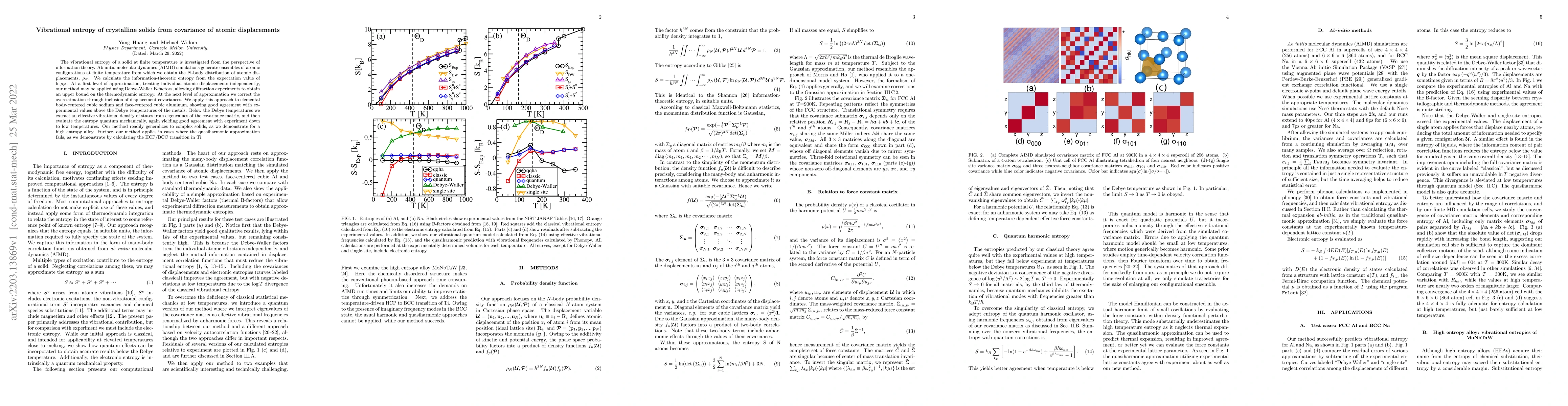 Thumbnail for Vibrational entropy of crystalline solids from covariance of atomic
  displacements