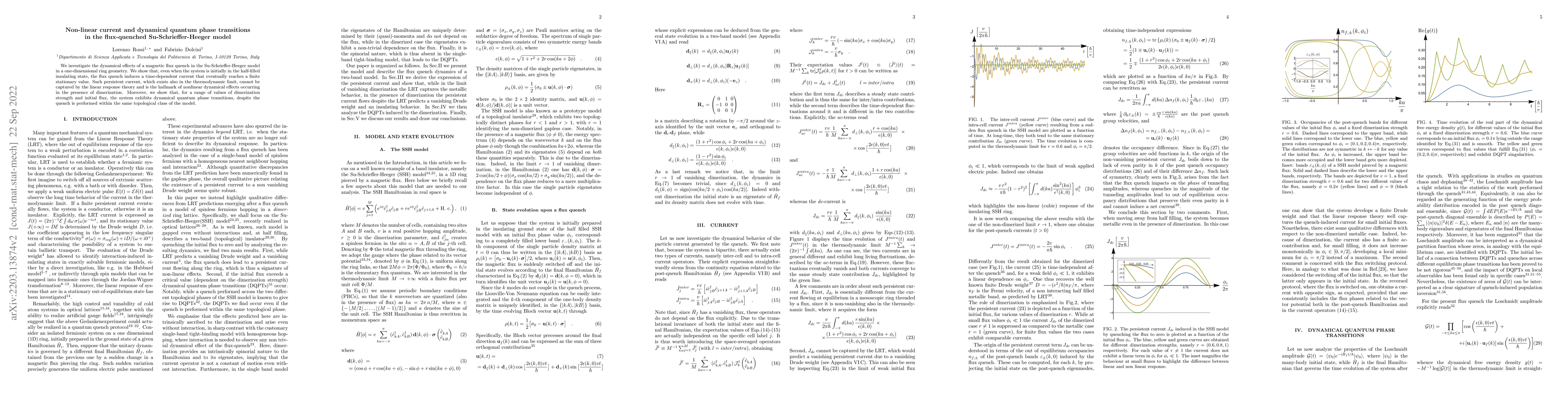 Thumbnail for Non-linear current and dynamical quantum phase transitions in the
  flux-quenched Su-Schrieffer-Heeger model