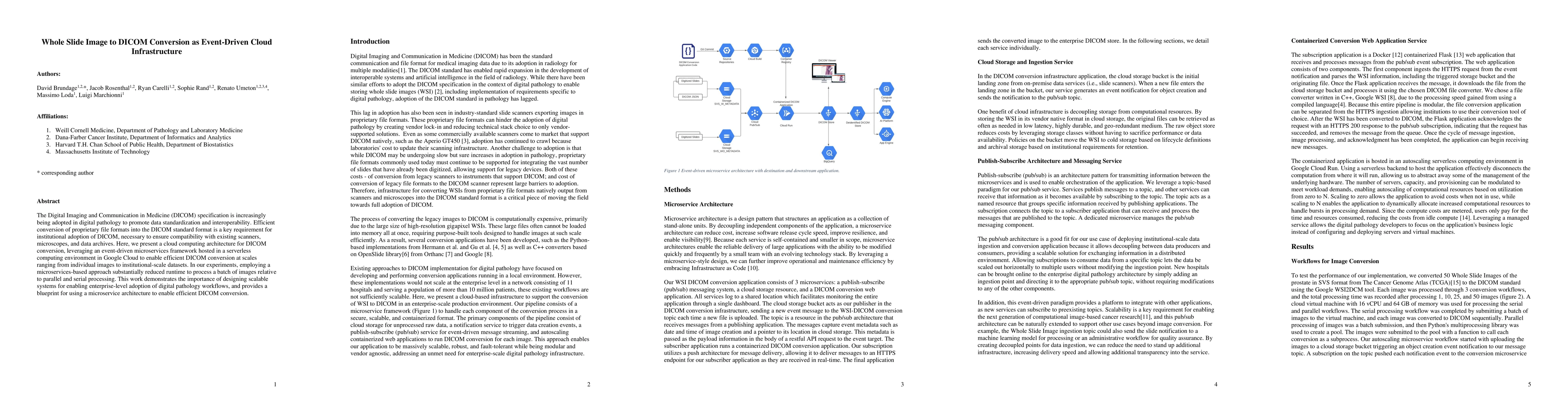 Thumbnail for Whole Slide Image to DICOM Conversion as Event-Driven Cloud
  Infrastructure