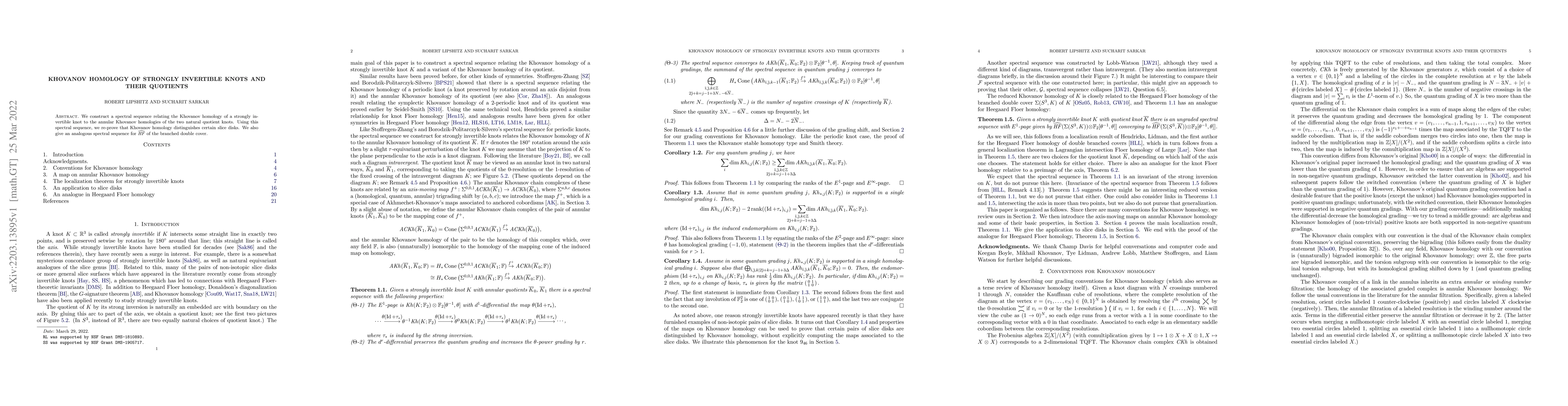 Thumbnail for Khovanov homology of strongly invertible knots and their quotients