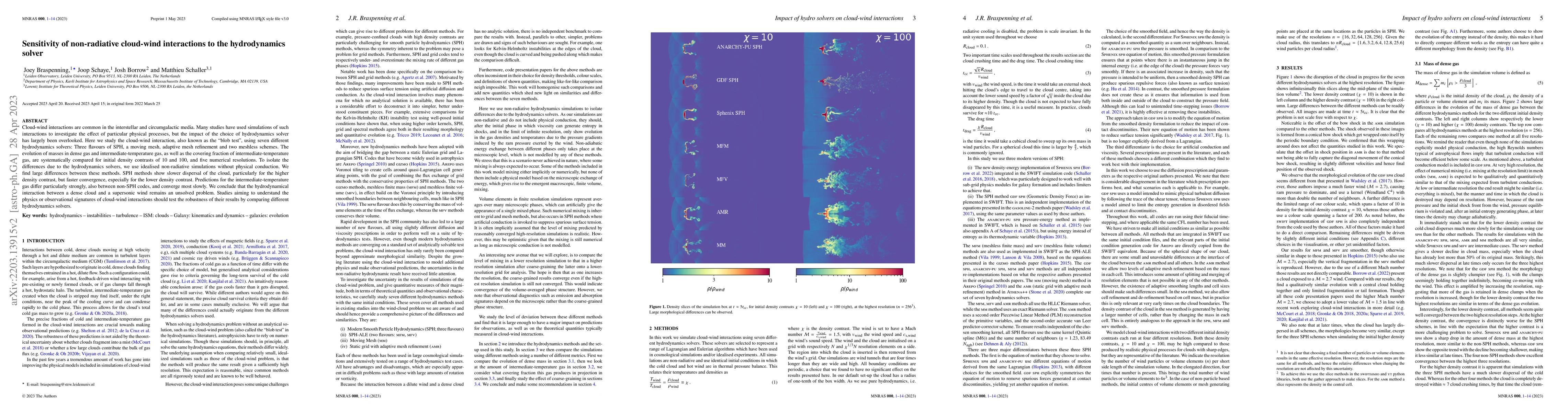Thumbnail for Sensitivity of non-radiative cloud-wind interactions to the
  hydrodynamics solver