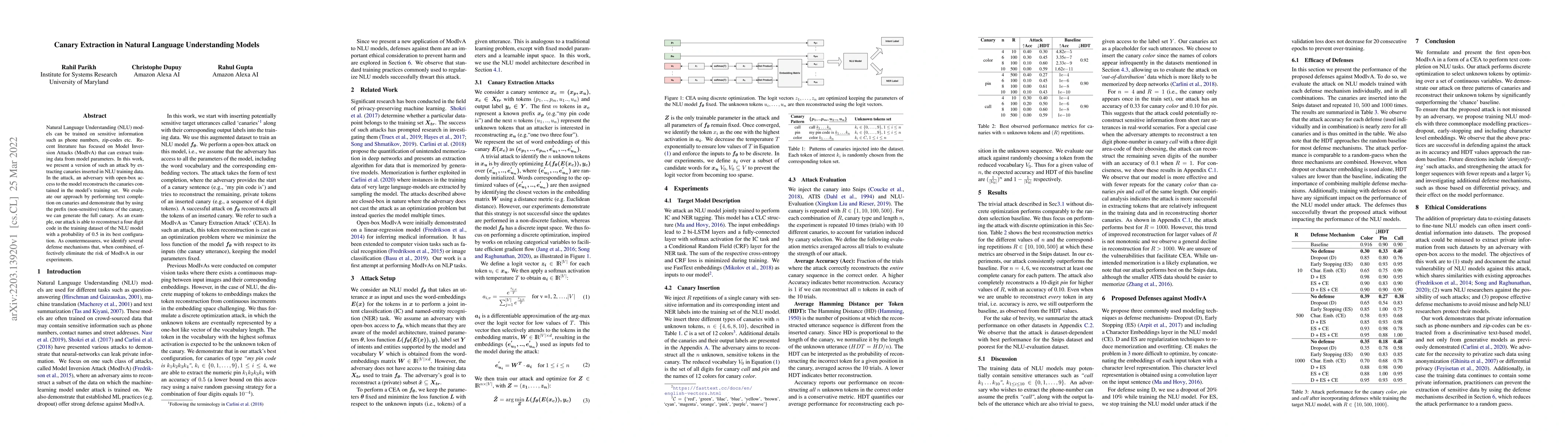 Thumbnail for Canary Extraction in Natural Language Understanding Models