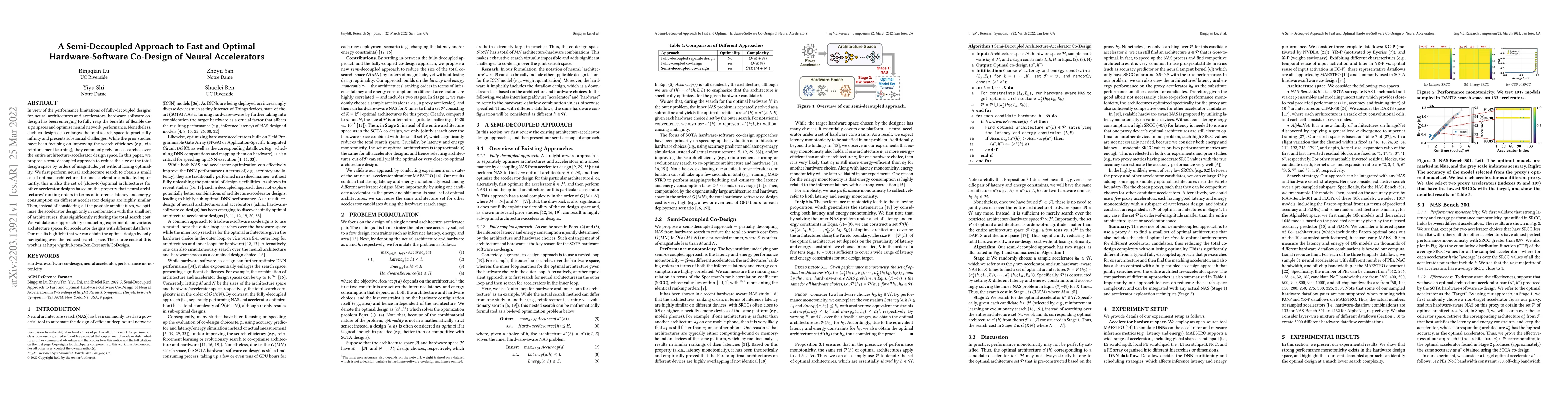 Thumbnail for A Semi-Decoupled Approach to Fast and Optimal Hardware-Software
  Co-Design of Neural Accelerators