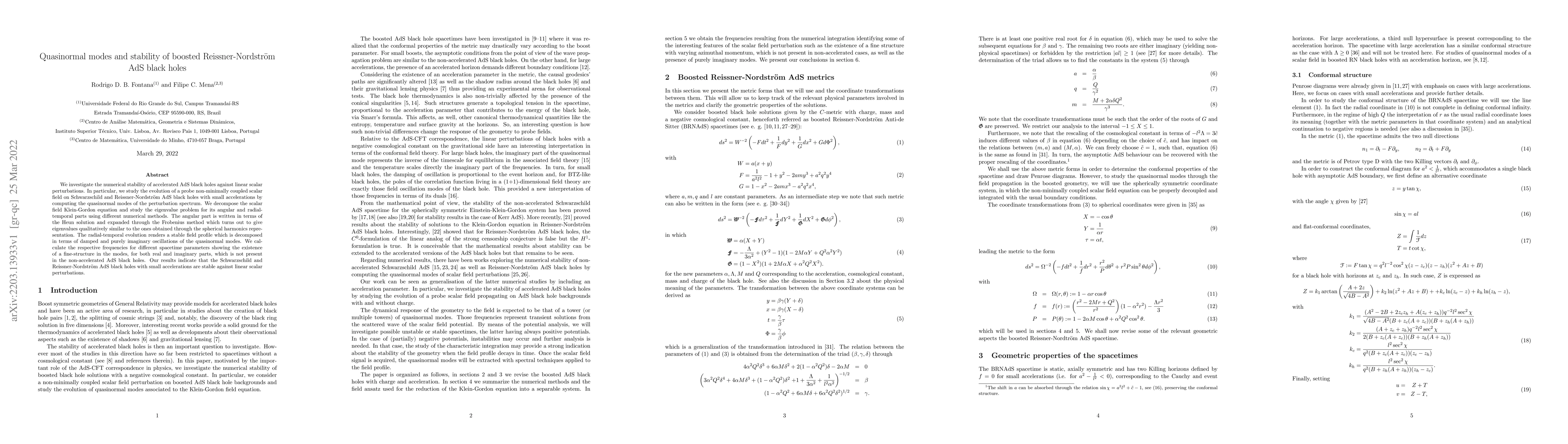 Thumbnail for Quasinormal modes and stability of boosted Reissner-Nordstr\"om AdS
  black holes