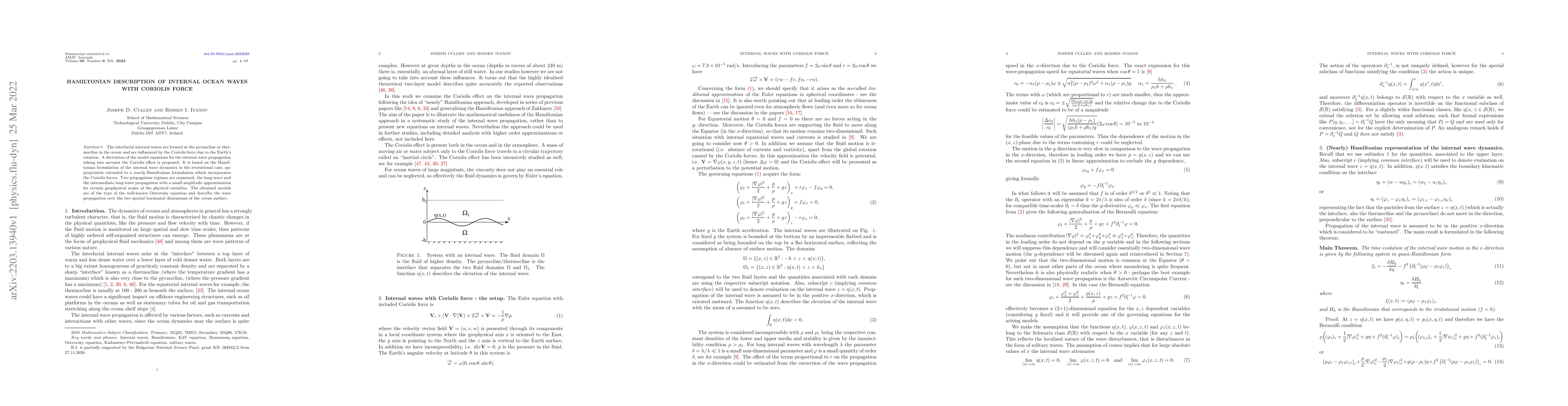 Thumbnail for Hamiltonian description of internal ocean waves with Coriolis force