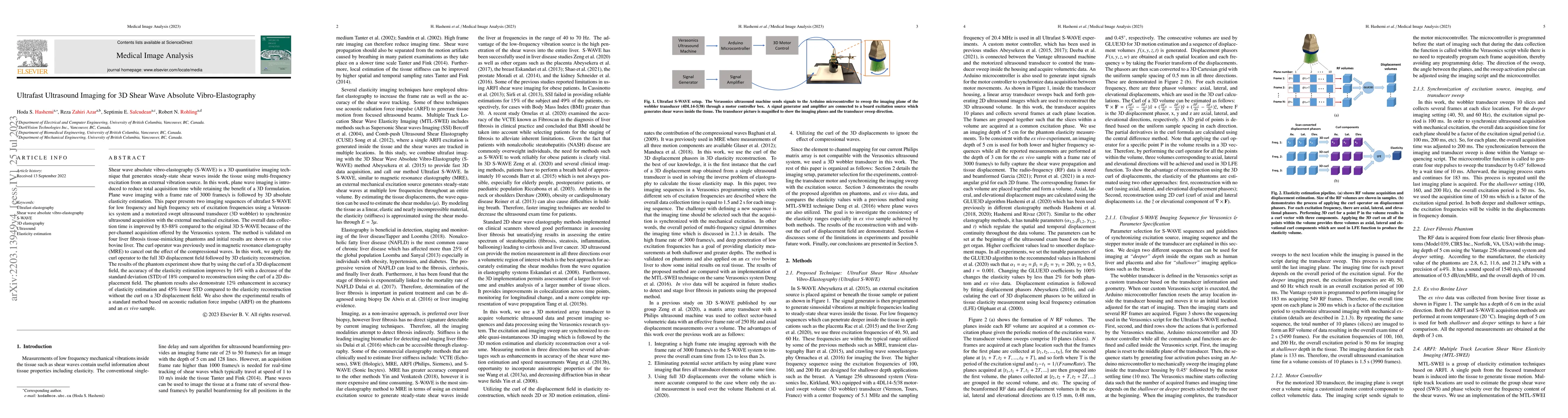 Thumbnail for Ultrafast Ultrasound Imaging for 3D Shear Wave Absolute
  Vibro-Elastography