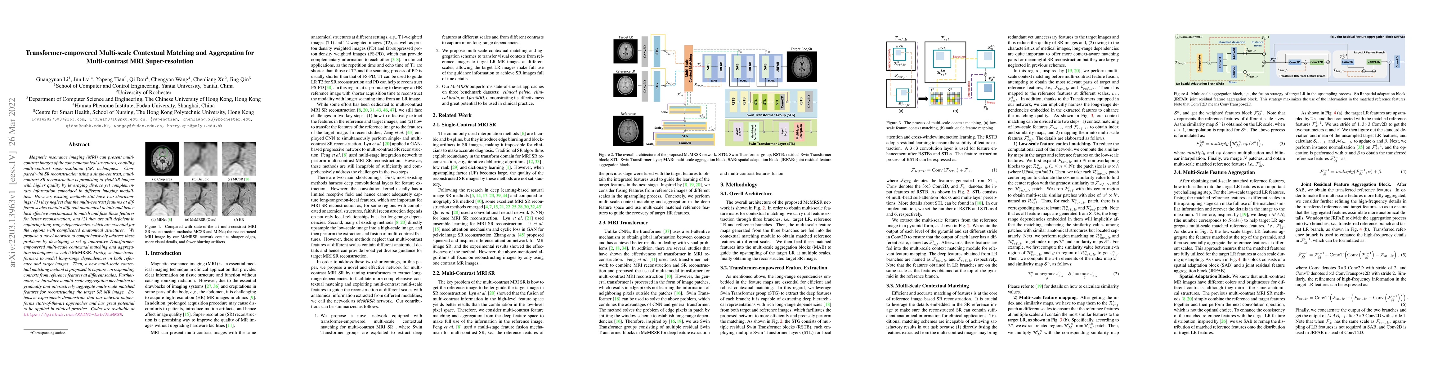 Thumbnail for Transformer-empowered Multi-scale Contextual Matching and Aggregation
  for Multi-contrast MRI Super-resolution