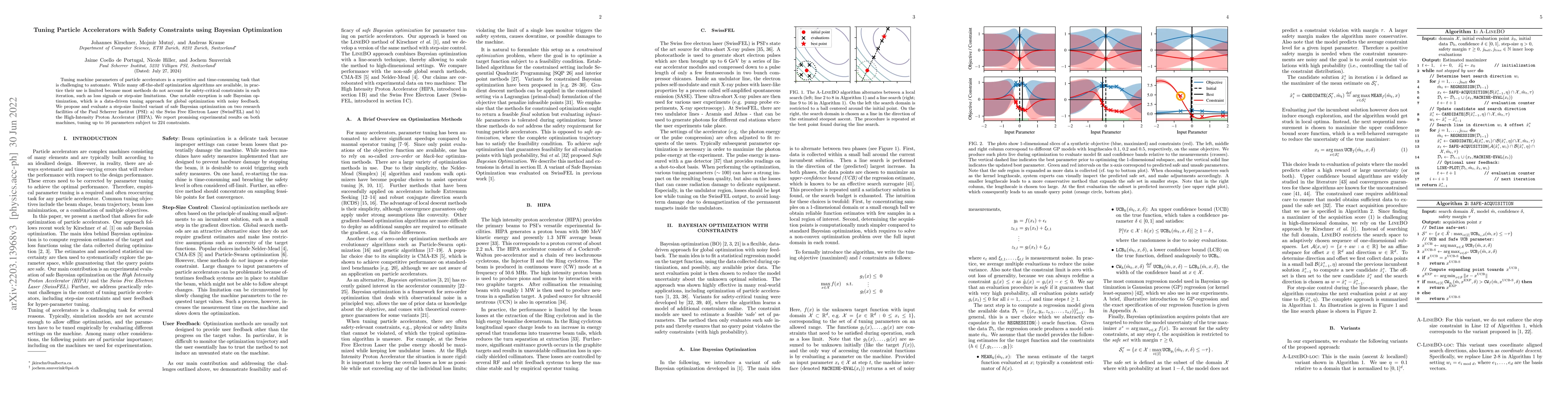 Thumbnail for Tuning Particle Accelerators with Safety Constraints using Bayesian
  Optimization