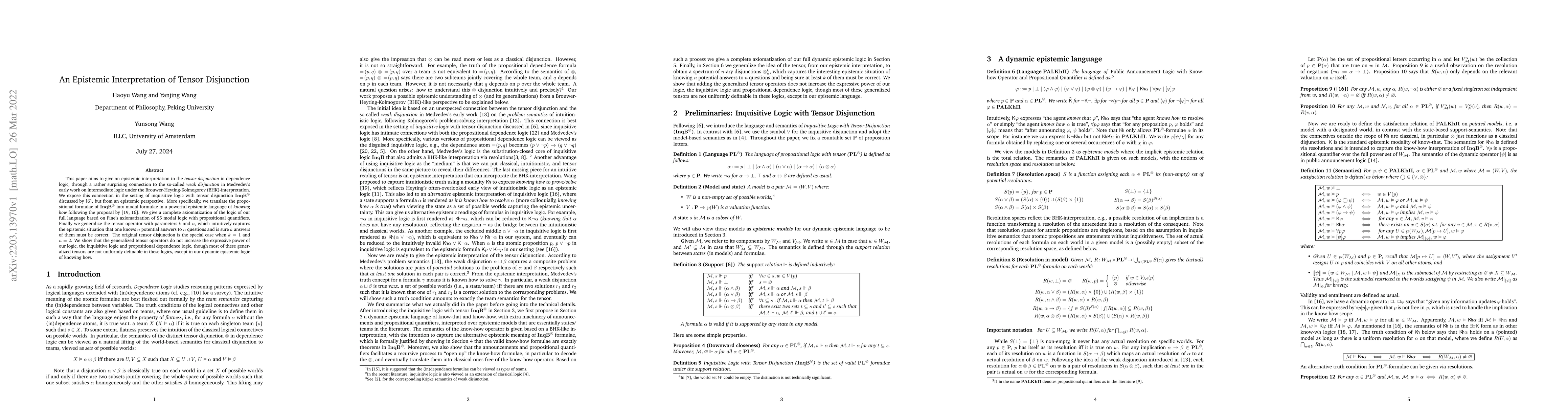 Thumbnail for An Epistemic Interpretation of Tensor Disjunction