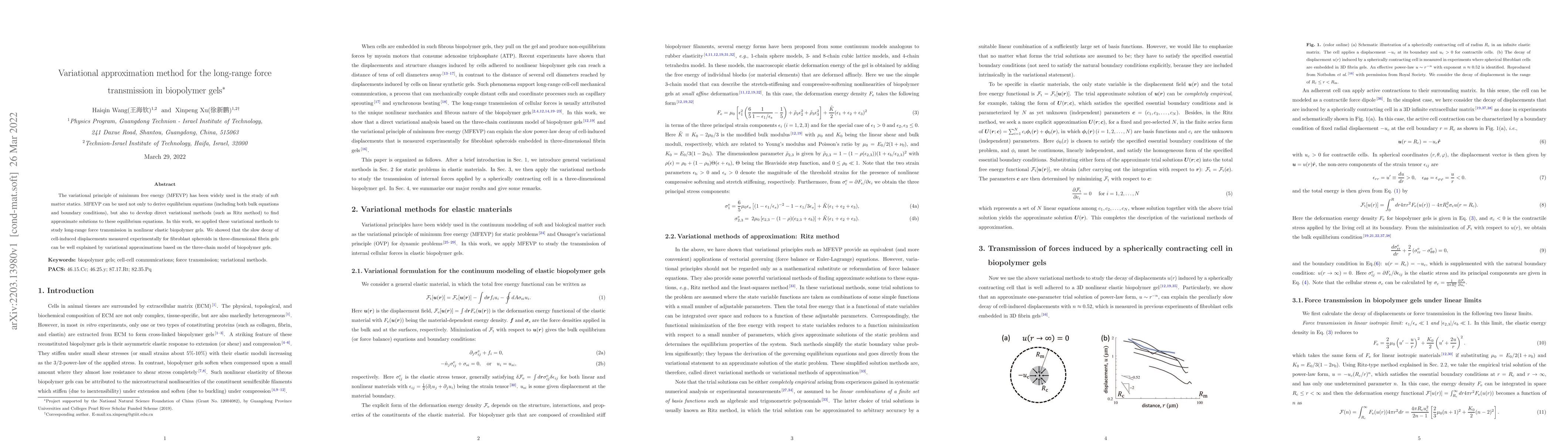 Thumbnail for Variational approximation method for the long-range force transmission
  in biopolymer gels