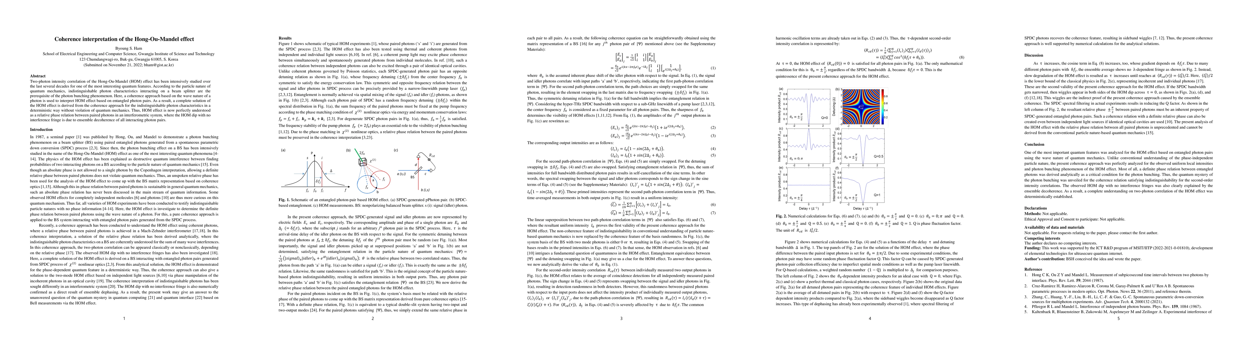 Thumbnail for Coherence interpretation of the Hong-Ou-Mandel effect