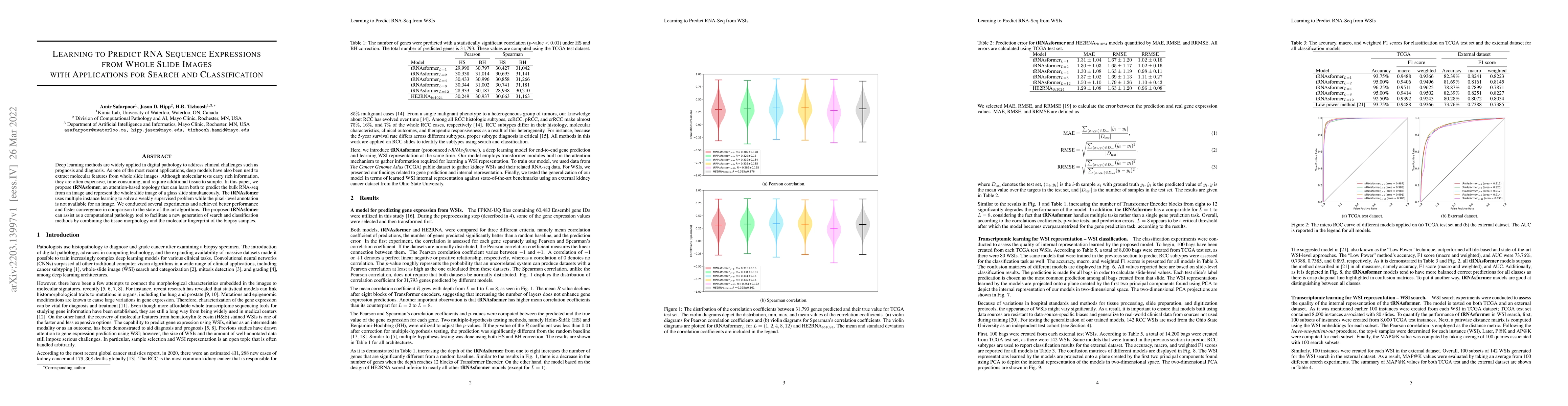 Thumbnail for Learning to Predict RNA Sequence Expressions from Whole Slide Images
  with Applications for Search and Classification