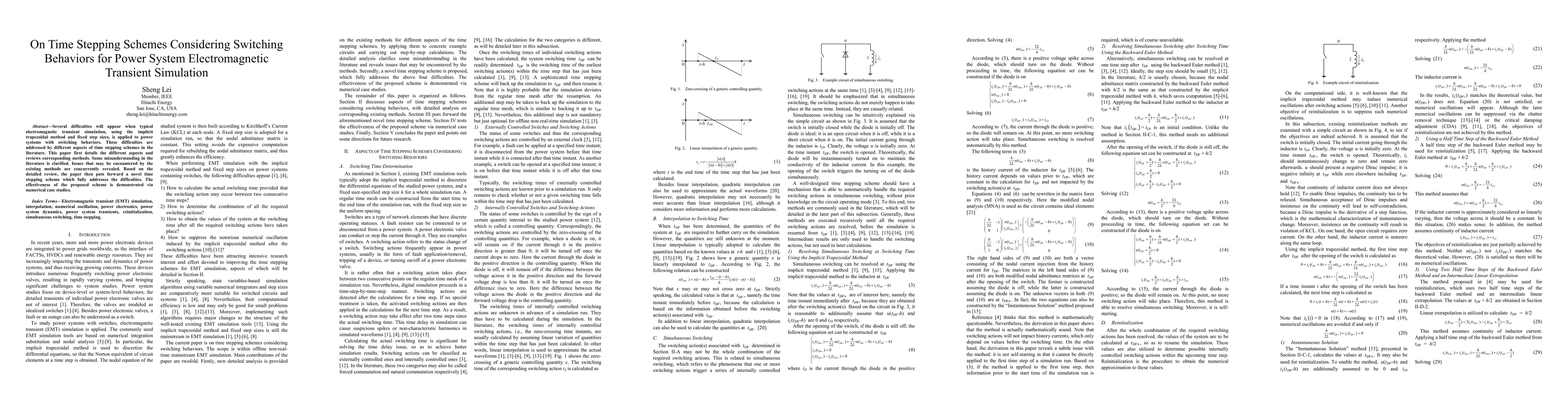 Thumbnail for On Time Stepping Schemes Considering Switching Behaviors for Power
  System Electromagnetic Transient Simulation