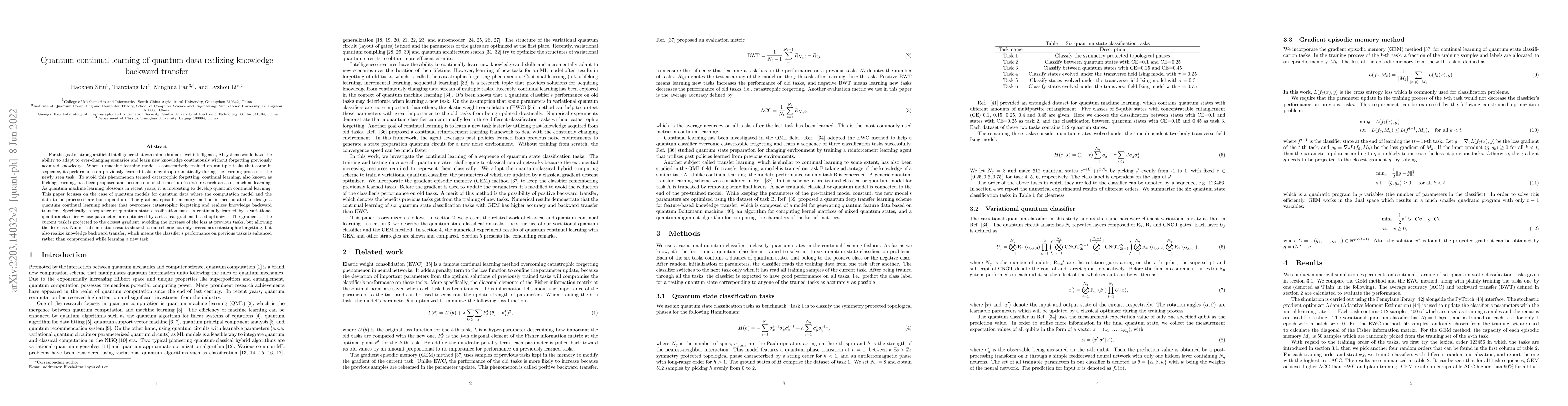 Thumbnail for Quantum continual learning of quantum data realizing knowledge backward
  transfer