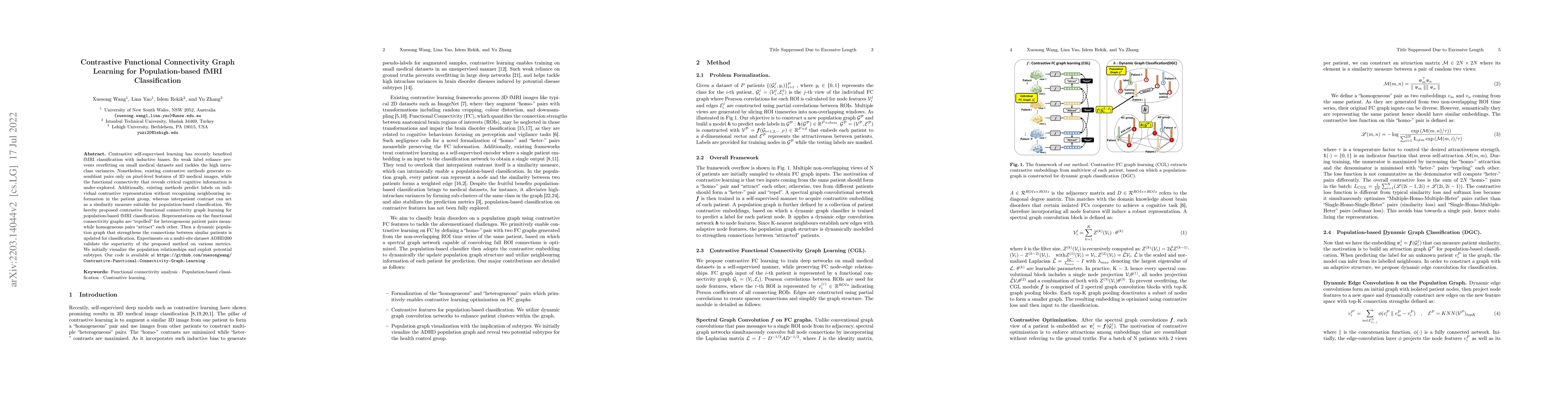 Thumbnail for Contrastive Graph Learning for Population-based fMRI Classification