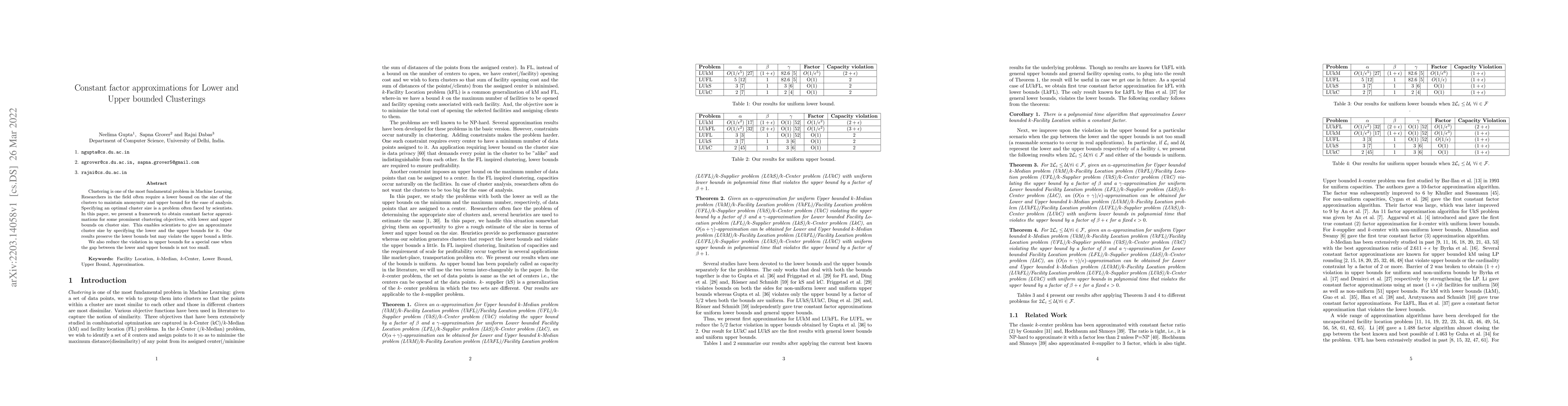 Thumbnail for Constant factor approximations for Lower and Upper bounded Clusterings