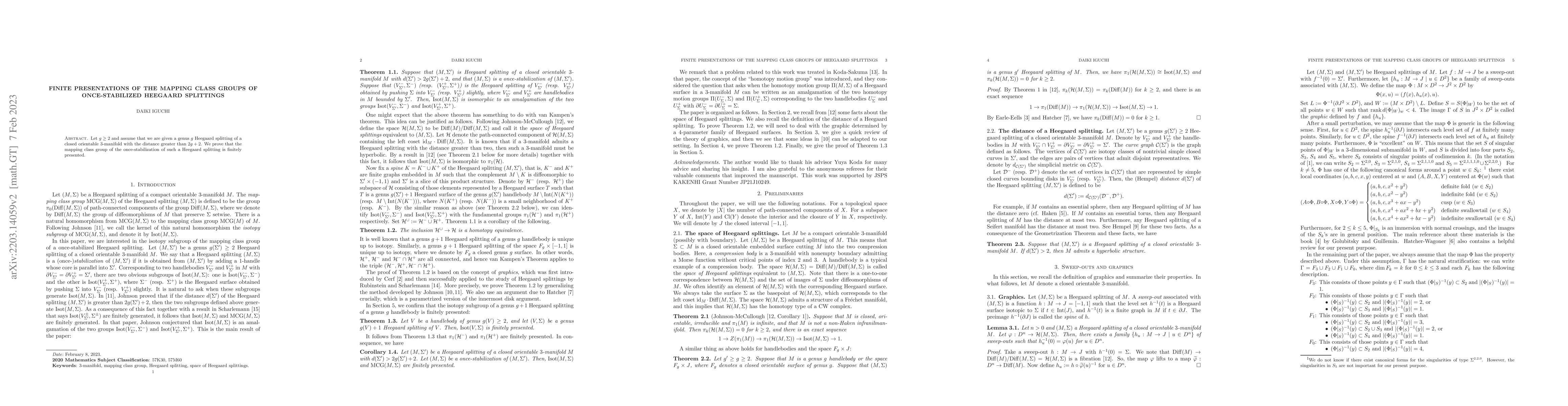 Thumbnail for Finite presentations of the mapping class groups of once-stabilized
  Heegaard splittings
