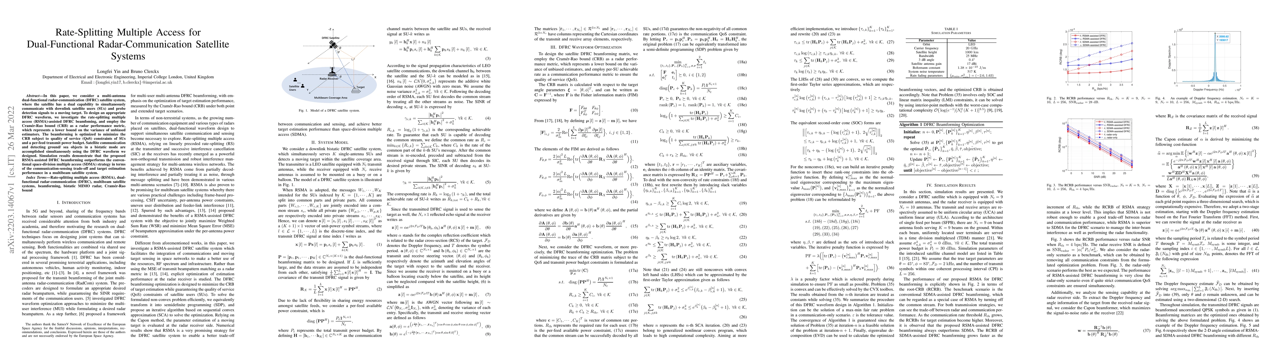 Thumbnail for Rate-Splitting Multiple Access for Dual-Functional Radar-Communication
  Satellite Systems