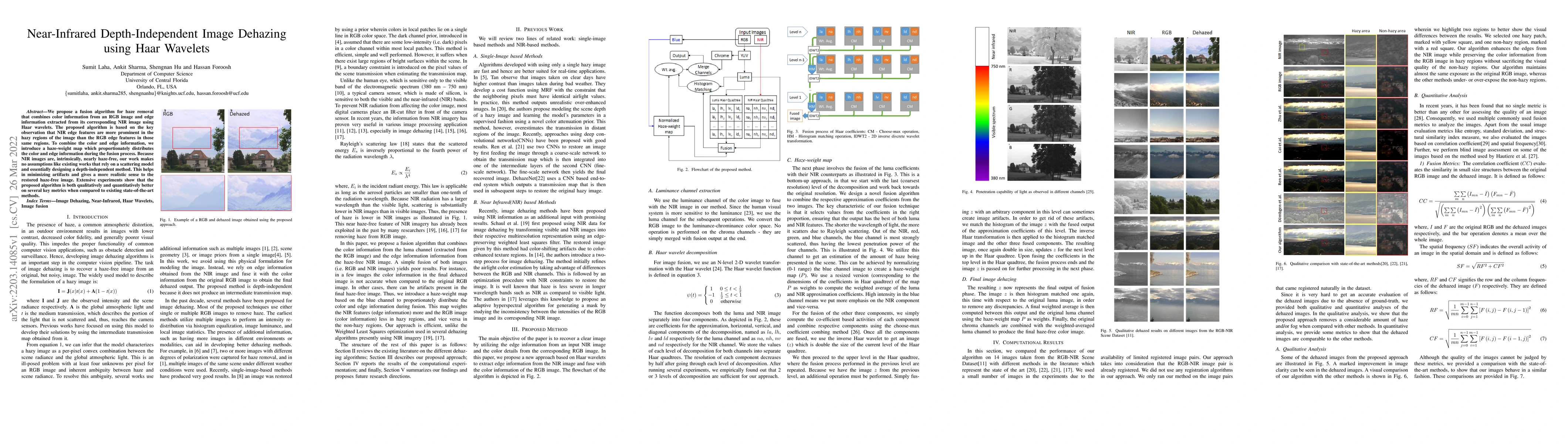 Thumbnail for Near-Infrared Depth-Independent Image Dehazing using Haar Wavelets