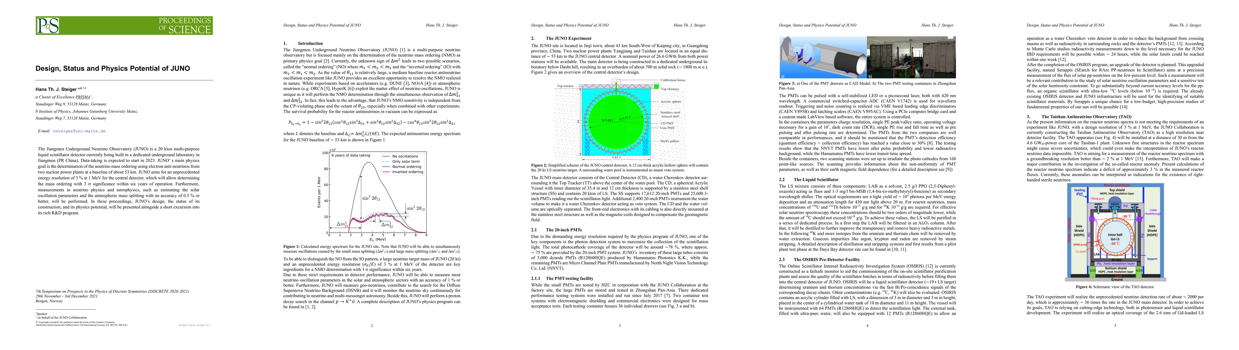 Thumbnail for Design, Status and Physics Potential of JUNO