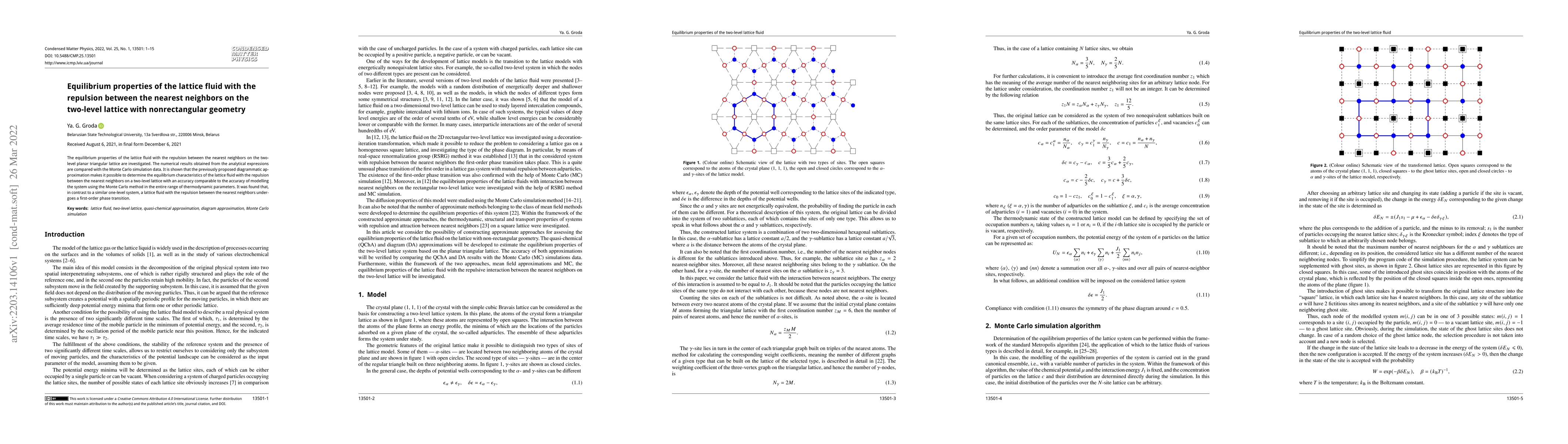 Thumbnail for Equilibrium properties of the lattice fluid with the repulsion between
  the nearest neighbors on the two-level lattice with nonrectangular geometry