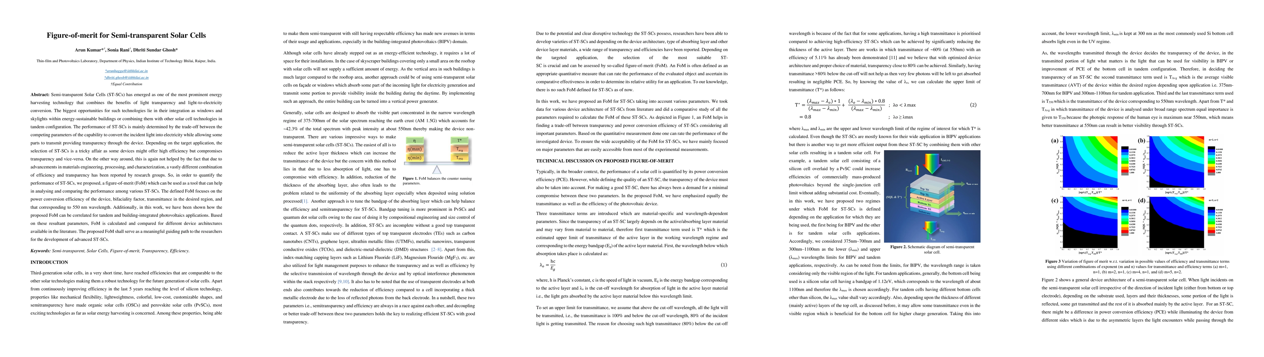 Thumbnail for Figure-of-merit for Semi-transparent Solar Cells